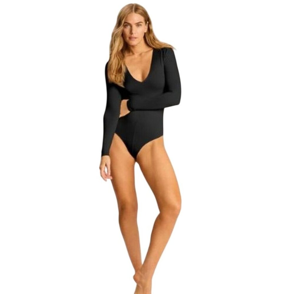 COMMANDO Prima Ballet Black Deep V Bodysuit One Size NWOT Minimalist Essential